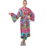 Cabbage Flower Abstract Maxi Velvet Kimono