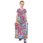 Cabbage Flower Abstract Kids  Short Sleeve Maxi Dress