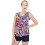 Cabbage Flower Abstract Bubble Hem Chiffon Tank Top