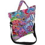 Cabbage Flower Abstract Fold Over Handle Tote Bag