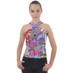 Cabbage Flower Abstract Cross Neck Velour Top