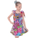 Cabbage Flower Abstract Kids  Tie Up Tunic Dress