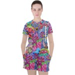 Cabbage Flower Abstract Women s T-Shirt and Shorts Set