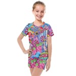 Cabbage Flower Abstract Kids  Mesh T-Shirt and Shorts Set