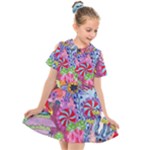 Cabbage Flower Abstract Kids  Short Sleeve Shirt Dress