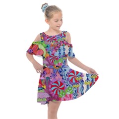 Kids  Shoulder Cutout Chiffon Dress 