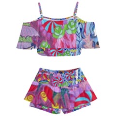 Kids  Off Shoulder Skirt Bikini 