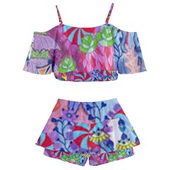 Kids  Off Shoulder Skirt Bikini 