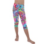 Cabbage Flower Abstract Kids  Lightweight Velour Capri Leggings 