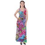 Cabbage Flower Abstract Sleeveless Velour Maxi Dress