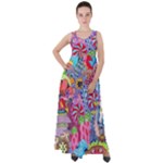 Cabbage Flower Abstract Empire Waist Velour Maxi Dress