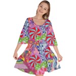 Cabbage Flower Abstract Velour Kimono Dress