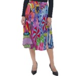 Cabbage Flower Abstract Classic Velour Midi Skirt 