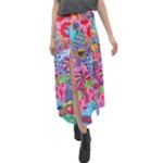 Cabbage Flower Abstract Velour Split Maxi Skirt