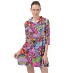 Cabbage Flower Abstract Mini Skater Shirt Dress