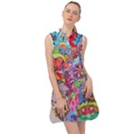 Cabbage Flower Abstract Sleeveless Shirt Dress