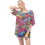 Cabbage Flower Abstract Oversized Chiffon Top