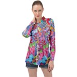 Cabbage Flower Abstract Long Sleeve Satin Shirt