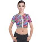 Cabbage Flower Abstract Short Sleeve Cropped Jacket