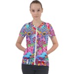 Cabbage Flower Abstract Short Sleeve Zip Up Jacket