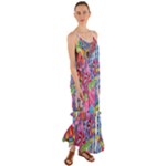 Cabbage Flower Abstract Cami Maxi Ruffle Chiffon Dress