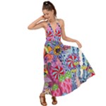 Cabbage Flower Abstract Backless Maxi Beach Dress