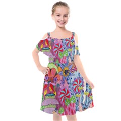 Kids  Cut Out Shoulders Chiffon Dress 