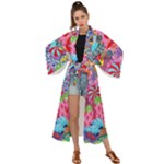 Cabbage Flower Abstract Maxi Kimono