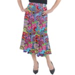 Cabbage Flower Abstract Midi Mermaid Skirt