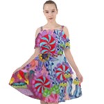 Cabbage Flower Abstract Cut Out Shoulders Dress