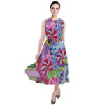 Cabbage Flower Abstract Round Neck Boho Dress