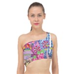 Cabbage Flower Abstract Spliced Up Bikini Top 