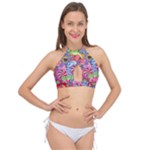 Cabbage Flower Abstract Cross Front Halter Bikini Top