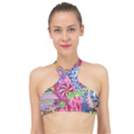 Cabbage Flower Abstract High Neck Bikini Top