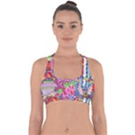 Cabbage Flower Abstract Cross Back Hipster Bikini Top 