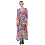 Cabbage Flower Abstract Button Up Maxi Dress