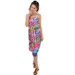 Cabbage Flower Abstract Waist Tie Cover Up Chiffon Dress