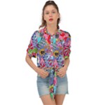 Cabbage Flower Abstract Tie Front Shirt 