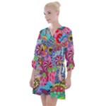 Cabbage Flower Abstract Open Neck Shift Dress