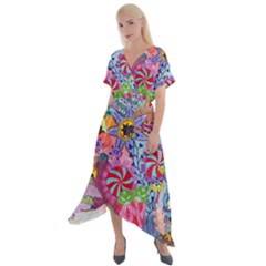 Cross Front Sharkbite Hem Maxi Dress 