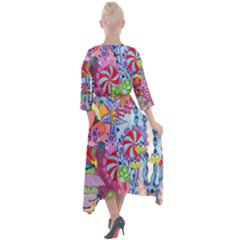 Quarter Sleeve Wrap Front Maxi Dress 