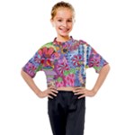 Cabbage Flower Abstract Kids Mock Neck T-Shirt