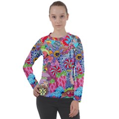 Cabbage Flower Abstract Women s Long Sleeve Raglan T