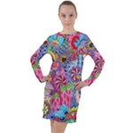 Cabbage Flower Abstract Long Sleeve Hoodie Dress