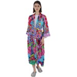 Cabbage Flower Abstract Maxi Satin Kimono