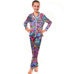 Cabbage Flower Abstract Kids  Satin Long Sleeve Pajamas Set