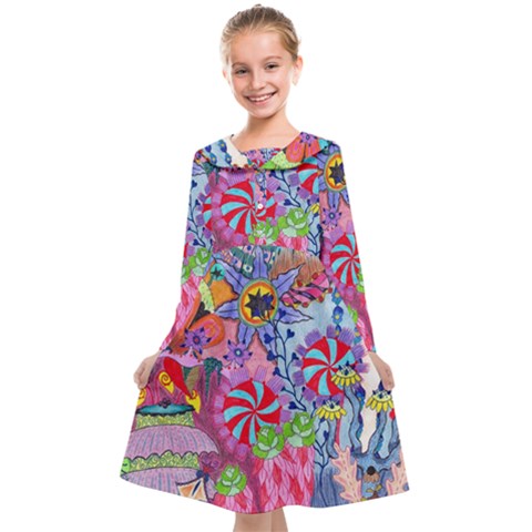 Cabbage Flower Abstract Kids  Midi Sailor Dress from ArtsNow.com