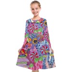 Cabbage Flower Abstract Kids  Midi Sailor Dress