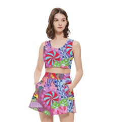 Cabbage Flower Abstract Women s Crop Top Pleated Skater Rave Skirt from ArtsNow.com