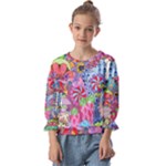 Cabbage Flower Abstract Kids  Cuff Sleeve Top